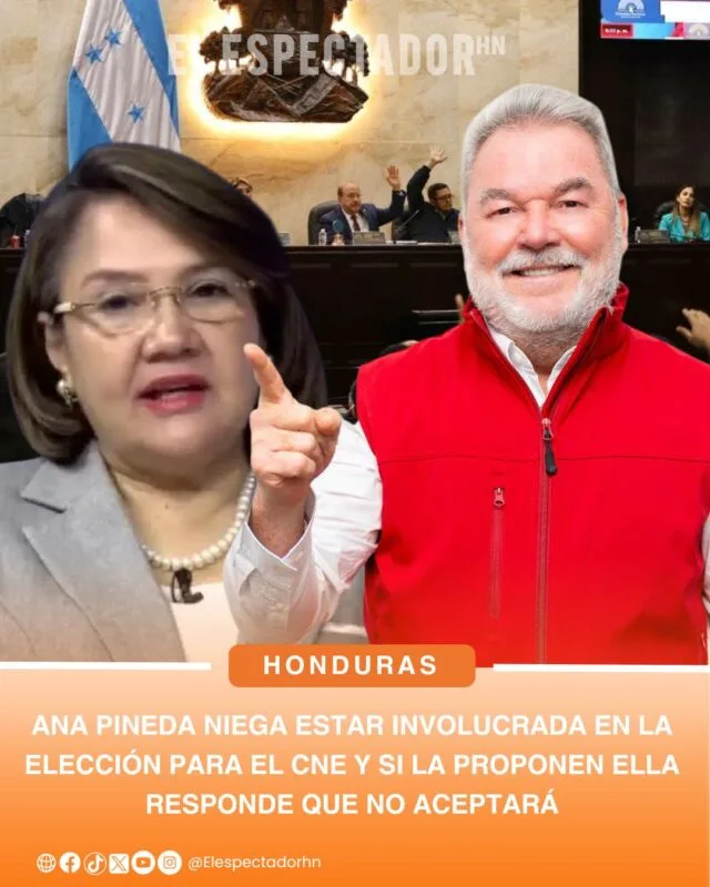 El presidente del Consejo Central Ejecutivo del Partido Liberal (CCEPL), Roberto Contreras, dio a conocer este lunes que quien podría llegar a ser la sustituta de Ana Paola Hall dentro del Consejo Nacional Electoral (CNE), podría ser Ana Pineda, quien estuvo dentro del proceso de elección.