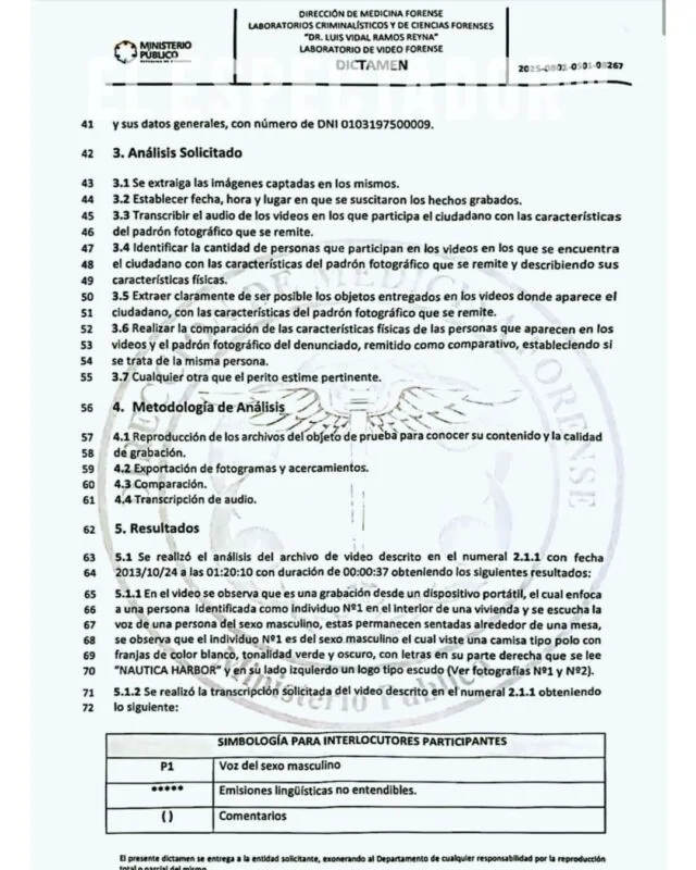 INFORME FORENSE VALIDA AUTENTICIDAD DE VIDEO DONDE APARECE MAURICIO VILLEDA RECIBIENDO DINERO DE NARCOTRAFICANTES