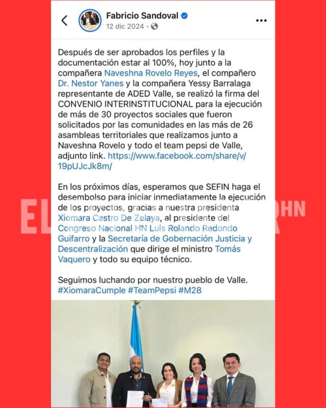 Fabricio Sandoval bajo señalamientos por gestionar fondos para proyectos sin ejecución