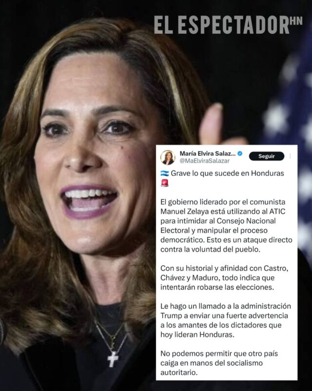 María Elvira Salazar lanza fuertes críticas contra el gobierno de Honduras: "Intentan robarse las elecciones"