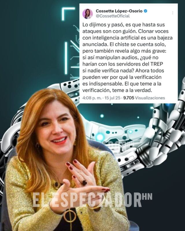 Cossette López desmiente audio filtrado y advierte sobre peligro de manipulación con inteligencia artificial
