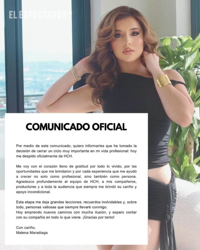 Malena Maradiaga se despide oficialmente de HCH y anuncia nuevos proyectos