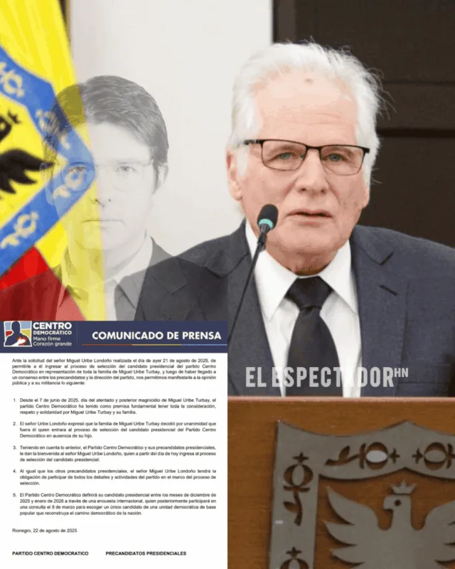 Miguel Uribe Londoño toma el lugar de su hijo asesinado Miguel Uribe Turbay como precandidato presidencial