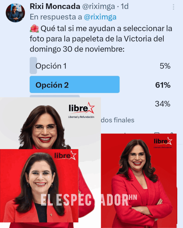 Rixi Moncada pide apoyo para elegir su foto que irá en la papeleta electoral