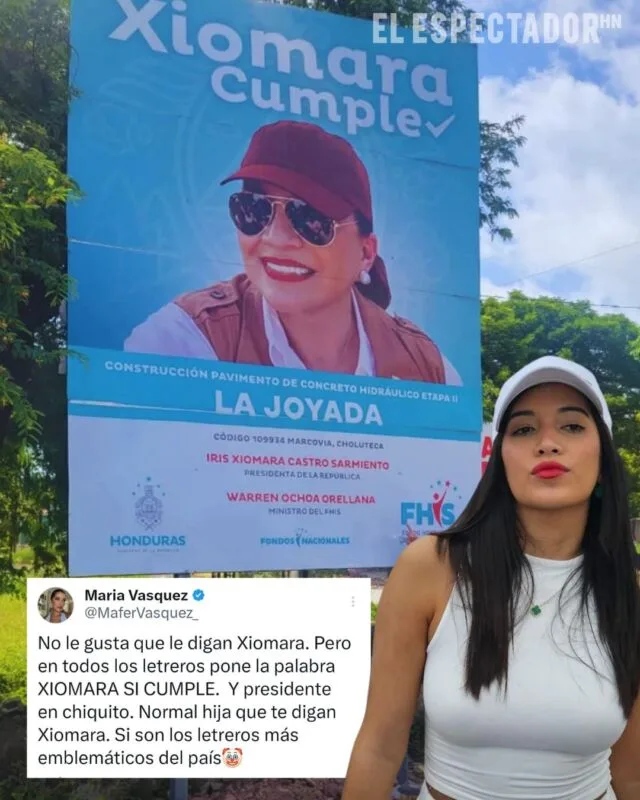 Mafer Vásquez a Xiomara Castro: “Normal que te digan Xiomara, si así están tus letreros”