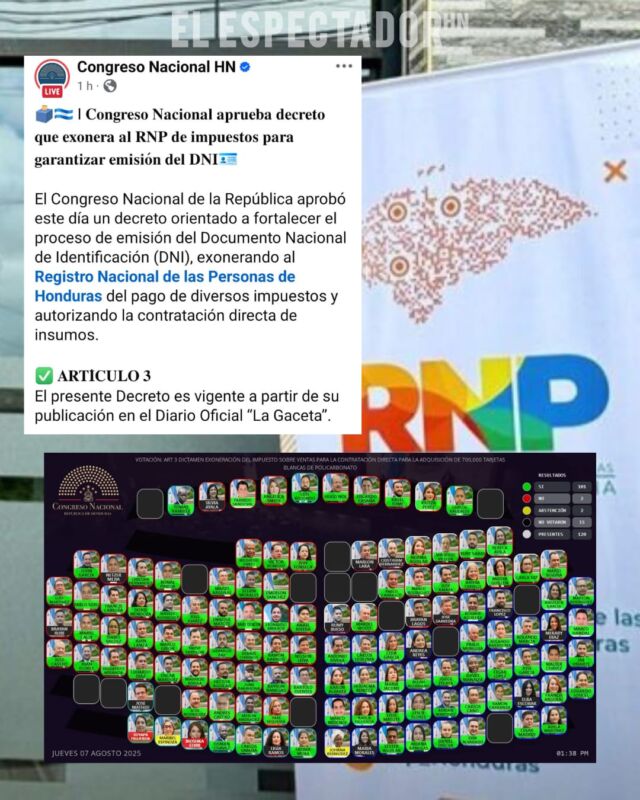 Congreso Nacional exonera al rnp para adquirir 750 mil "plásticos" para emitir el DNI