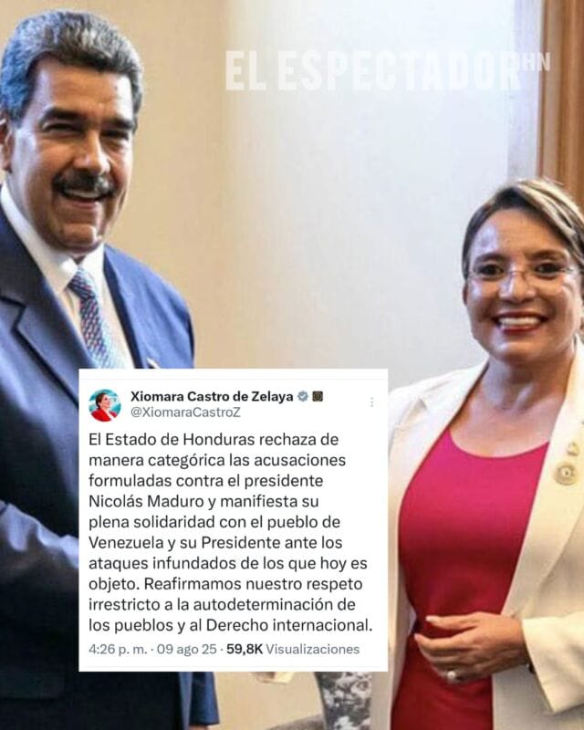 Xiomara Castro rechaza acusaciones contra Nicolás Maduro y expresa solidaridad con Venezuela