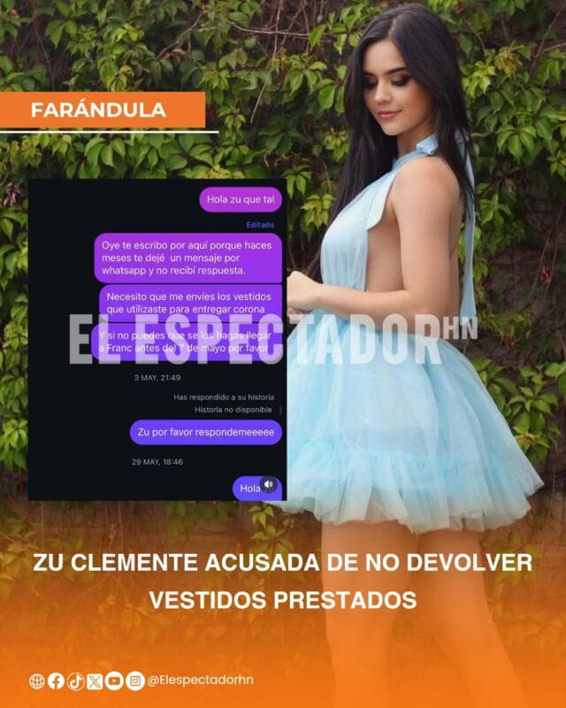Zu Clemente acusada de no devolver vestidos prestados