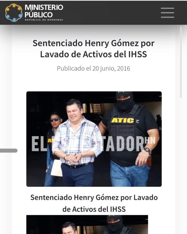 Henry Gómez, excondenado por lavado de activos en el ihss asume cargo en condepor como subcomisionado