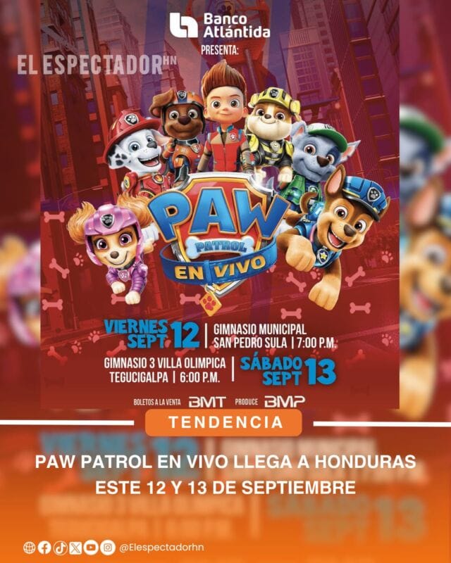 Paw Patrol en Vivo llega a Honduras este 12 y 13 de septiembre