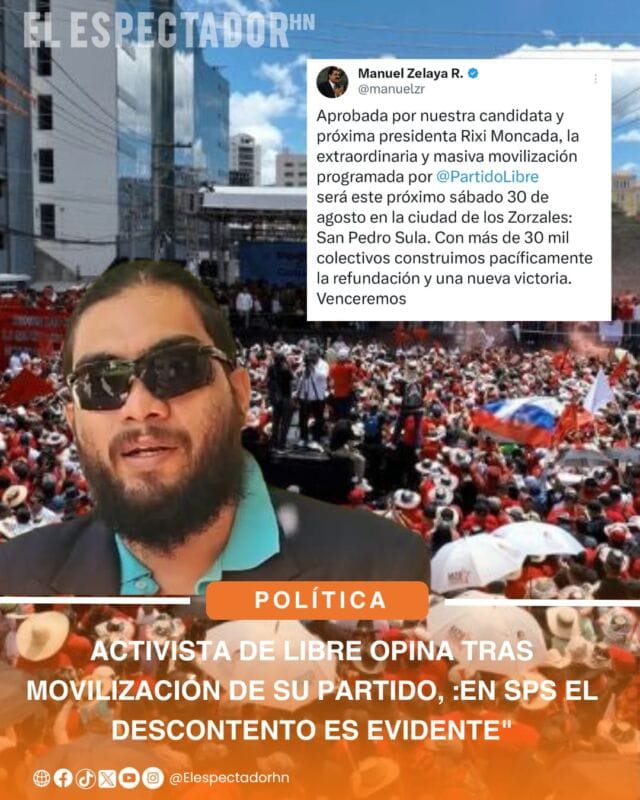 Óscar Zelaya opina tras movilización de su partido: "en SPS el descontento es evidente"