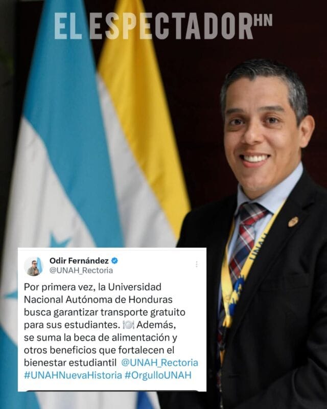 Odir Fernández anuncia transporte gratuito, beca de alimentación y útiles escolares para estudiantes de la UNAH