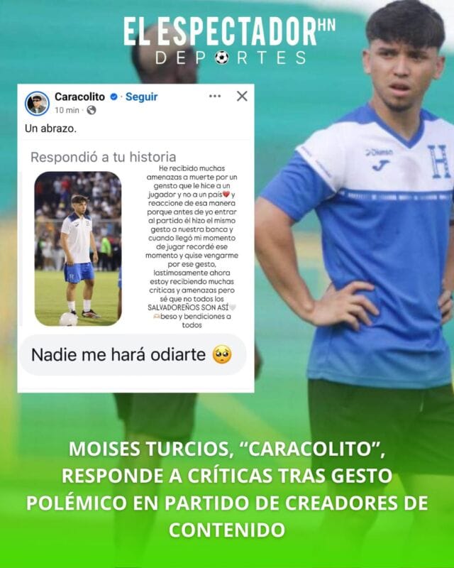 Moises Turcios, “Caracolito”, responde a críticas tras gesto polémico en partido de creadores de contenido