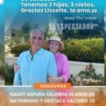 Nasry Asfura celebra 40 años de matrimonio y destaca valores de fidelidad y compromiso