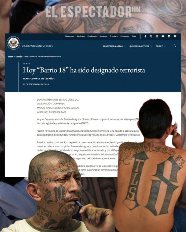Gobierno de Estados Unidos declara a la banda barrio 18 como organización terrorista