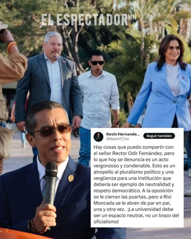 Kevin Hernández cuestiona a Odir Fernández por actividad política de Rixi Moncada