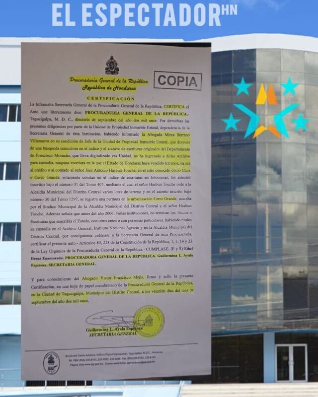La PGR niega venta de terrenos a urbanizaciones Hasbun en Cerro Grande