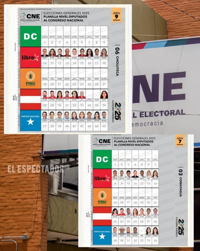 Conozca las papeletas de candidatos a diputados por los departamentos de F.M., Cortés, Valle, Olancho, Choluteca y Comayagua