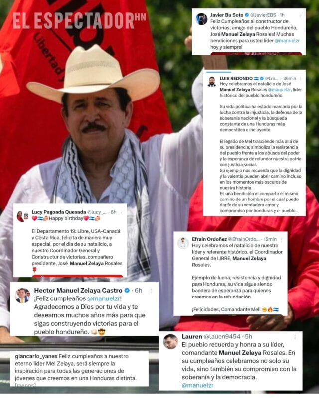 Manuel Zelaya celebra su cumpleaños entre felicitaciones de familiares, políticos y funcionarios