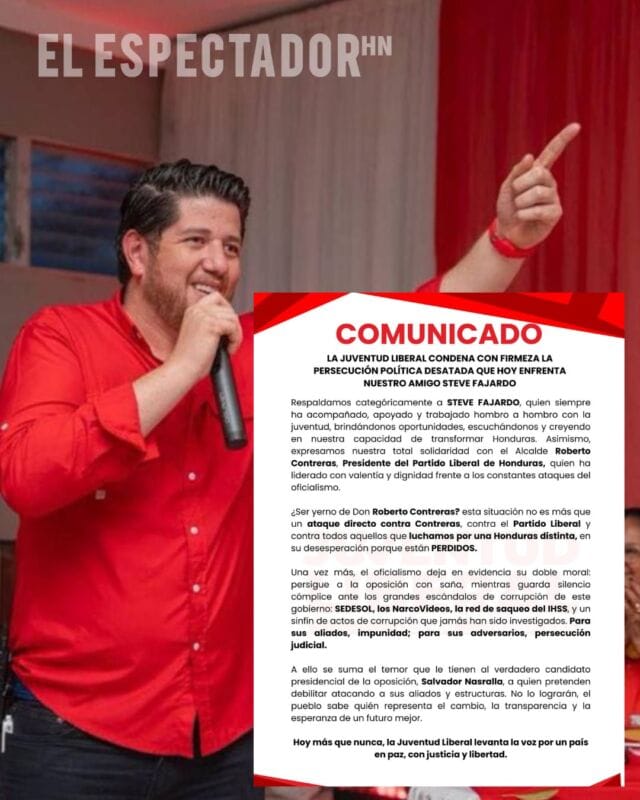 Juventud Liberal denuncia persecución política contra Steve Fajardo y el Partido Liberal