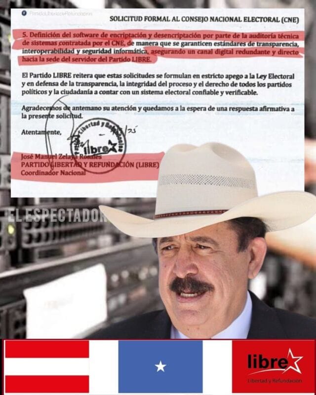 Manuel Zelaya exige al CNE transmisión de actas con conexión directa a servidores de los partidos