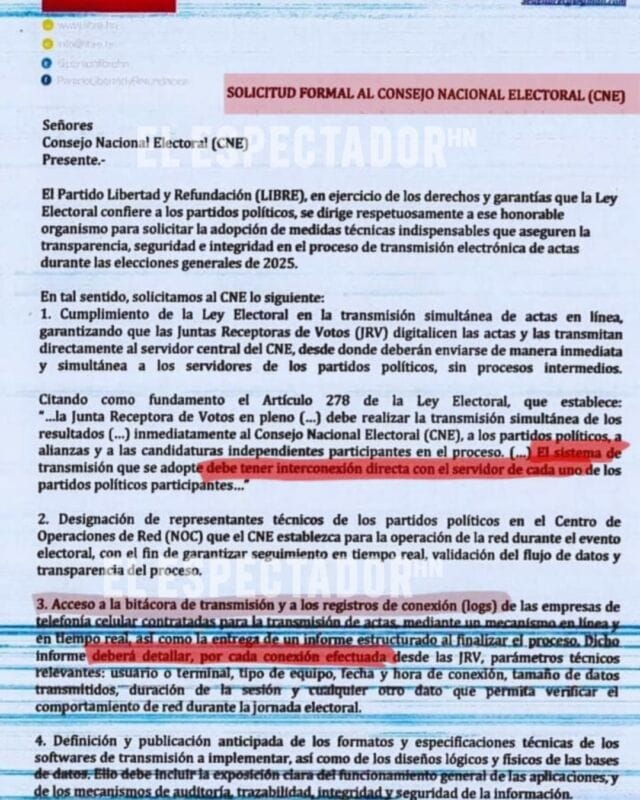 Manuel Zelaya exige al CNE transmisión de actas con conexión directa a servidores de los partidos