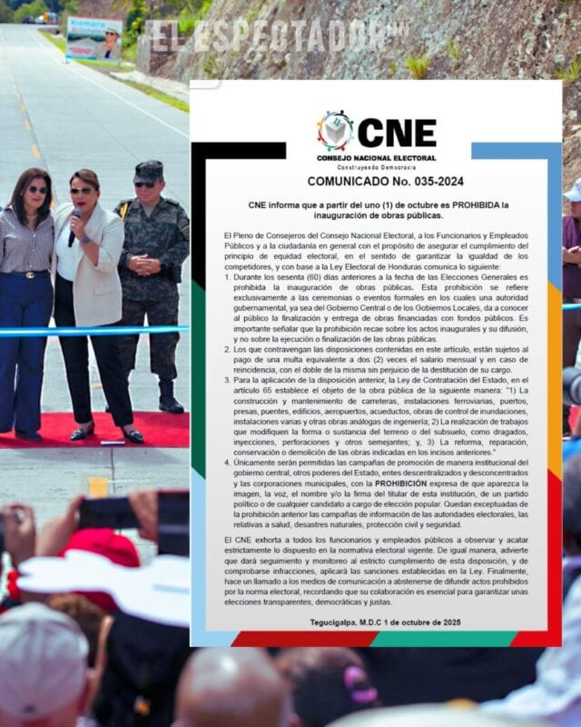 El Consejo Nacional Electoral prohíbe ceremonias de inauguración de obras públicas