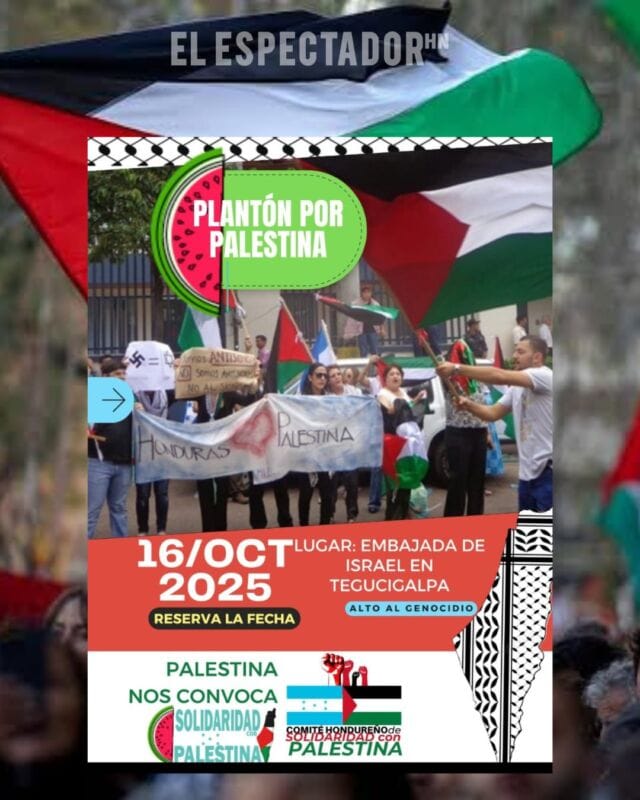 Comité hondureño de solidaridad con Palestina convoca plantón en Tegucigalpa