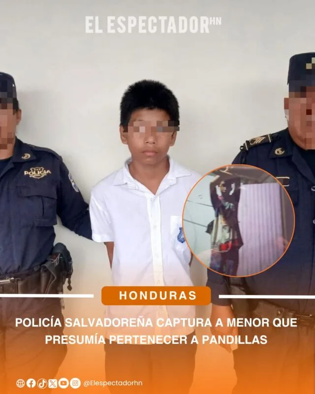 Policía salvadoreña captura a menor que presumía pertenecer a pandillas