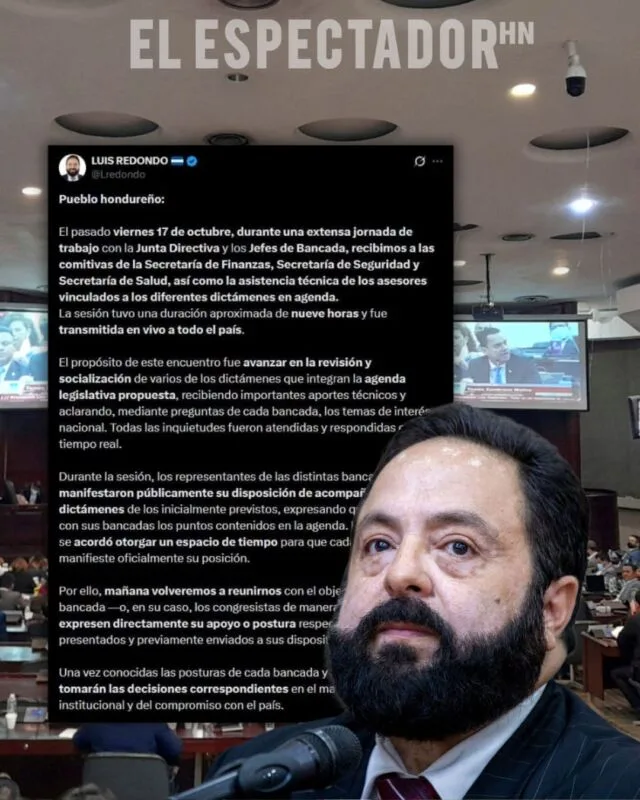 Luis Redondo hace llamado a la responsabilidad y compromiso patriótico de los legisladores