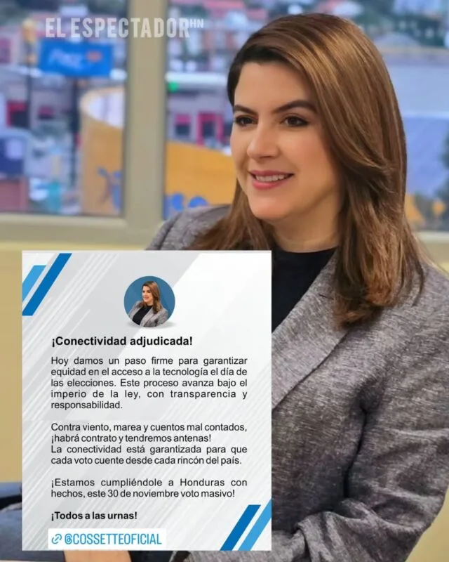 Cossette López anuncia adjudicación de contrato de conectividad para elecciones