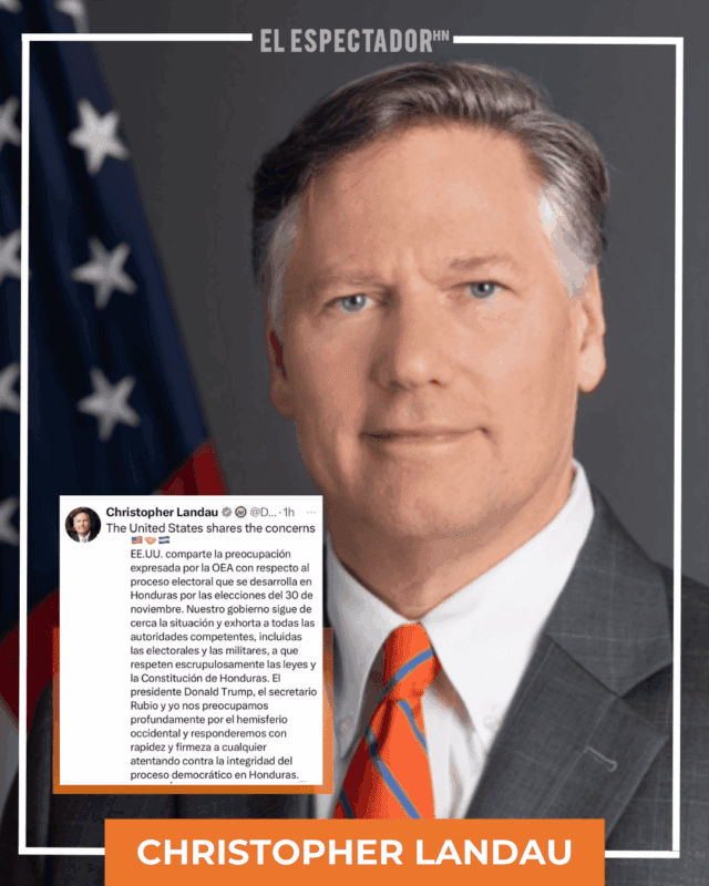Christopher Landau declara preocupación por elecciones generales en Honduras.