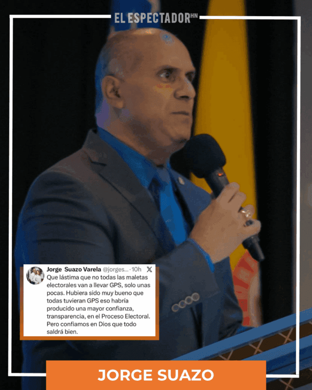 Jorge Suazo cuestiona que las maletas electorales no tengan GPS en su totalidad.