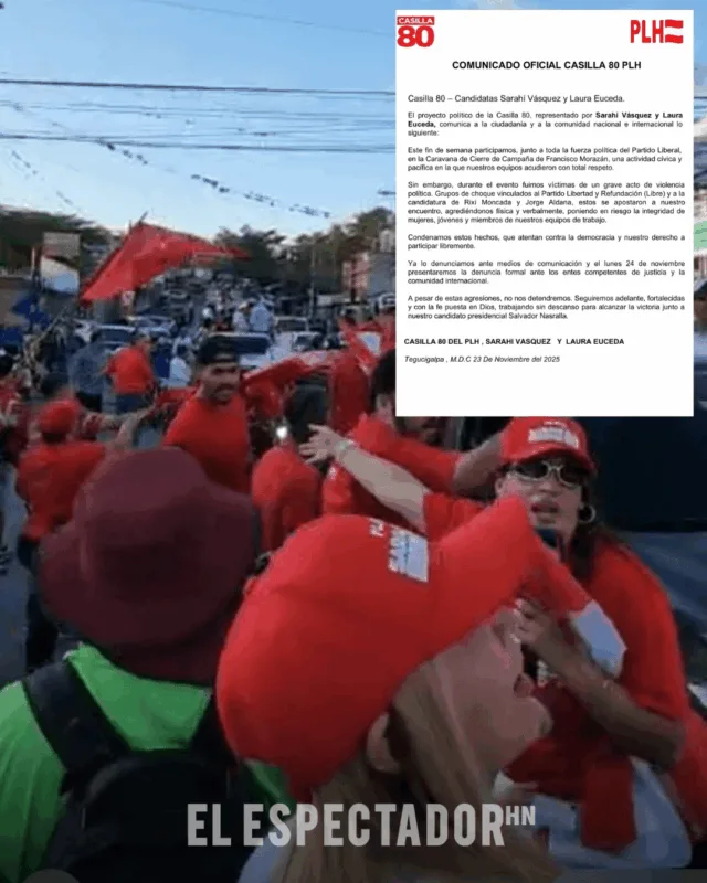 Sarahí Vásquez y Laura Euceda durante caravana liberal en Tegucigalpa.