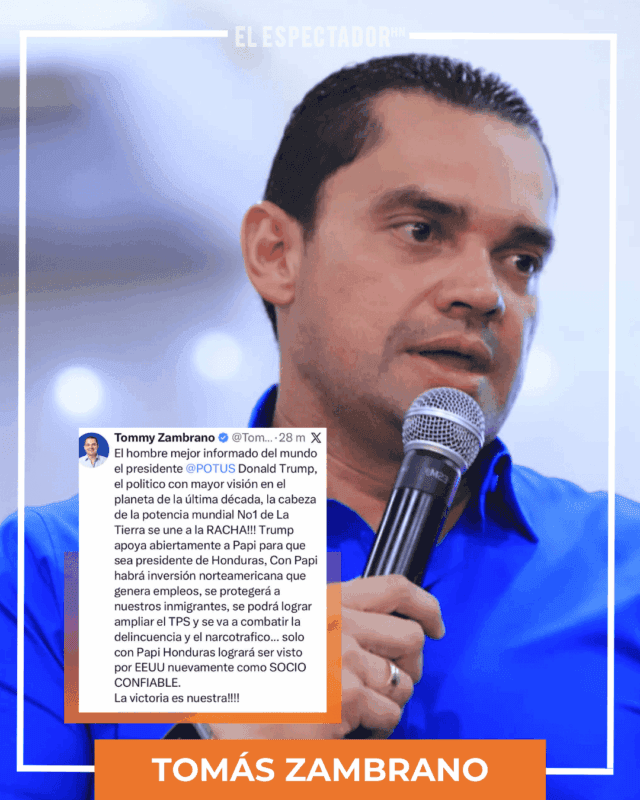 Tomás Zambrano reaccionando en su cuenta de X sobre respaldo de Trump a Asfura.
