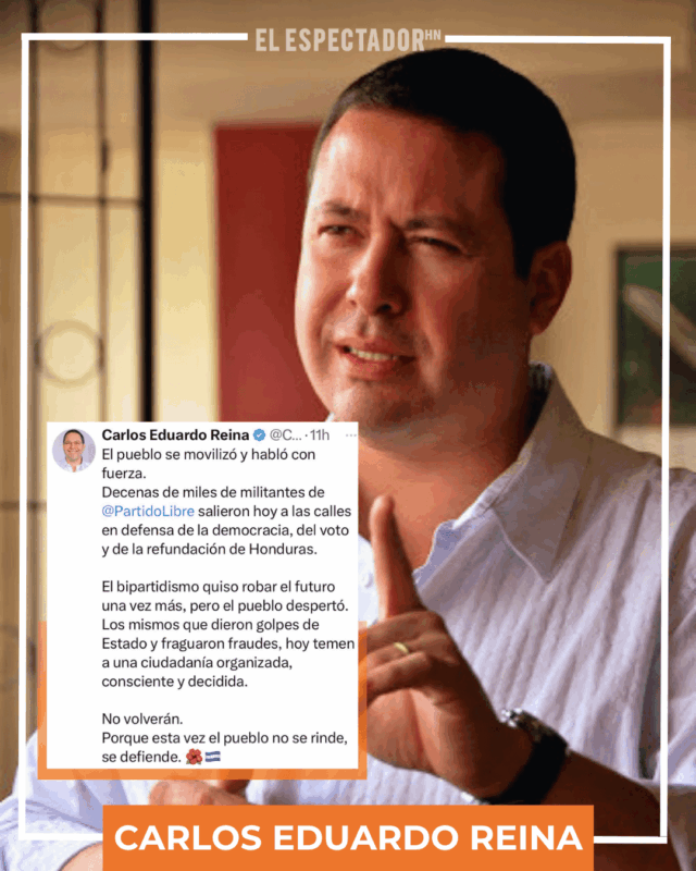 Carlos Reina respalda movilización del Partido Libre en Tegucigalpa.