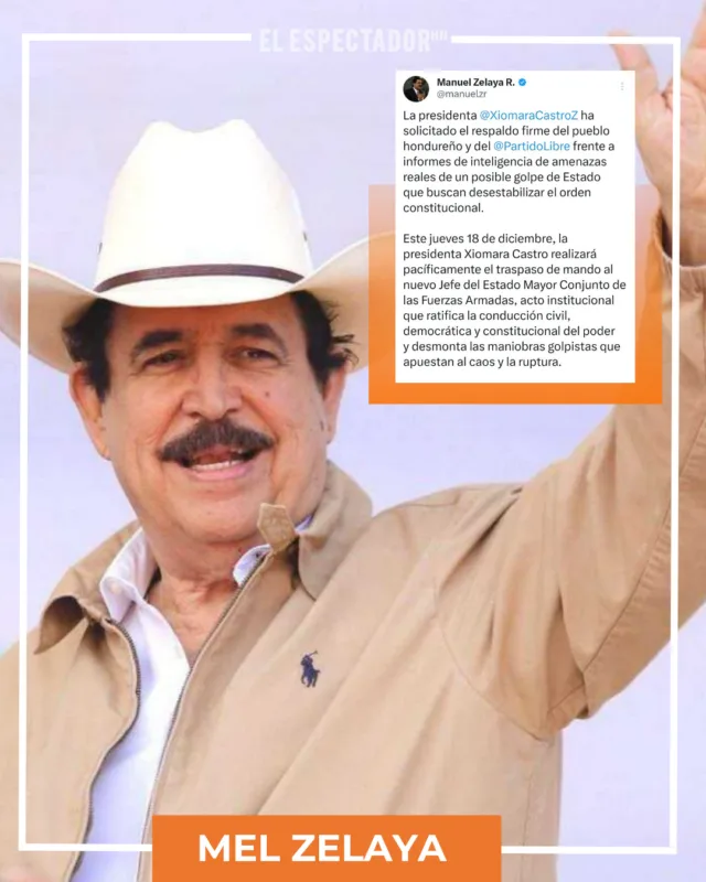 Mel Zelaya denuncia amenazas de «golpe de estado» a menos de un mes de que Libre entregue el poder
