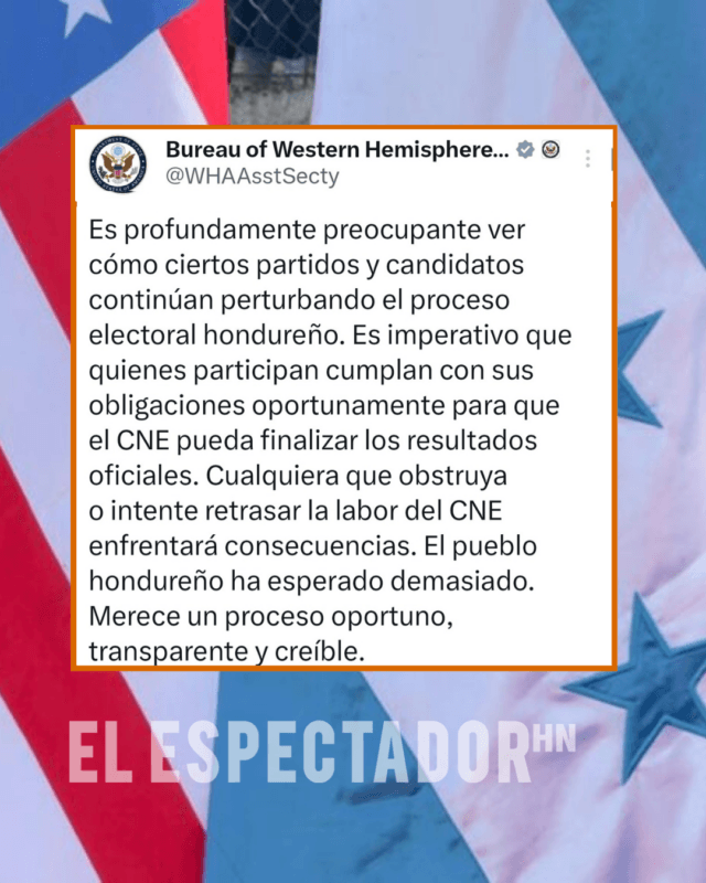 EE. UU. advirtió que obstruir proceso electoral tendrá consecuencias inmediatas.