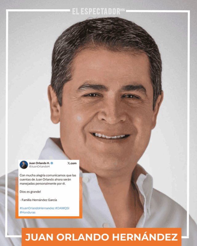 Juan Orlando Hernández retomando control de sus redes sociales tras recibir indulto de Donald Trump.