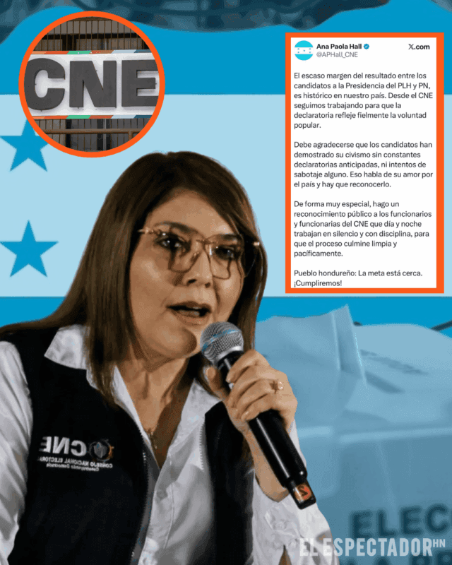 Ana Paola Hall presidenta del CNE declara que el proceso electoral es limpio y pacífico en Honduras