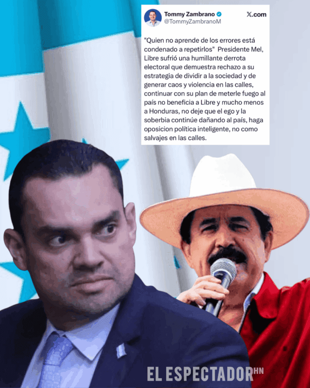 Tomás Zambrano critica públicamente a Mel Zelaya tras convocatoria urgente de Libre.