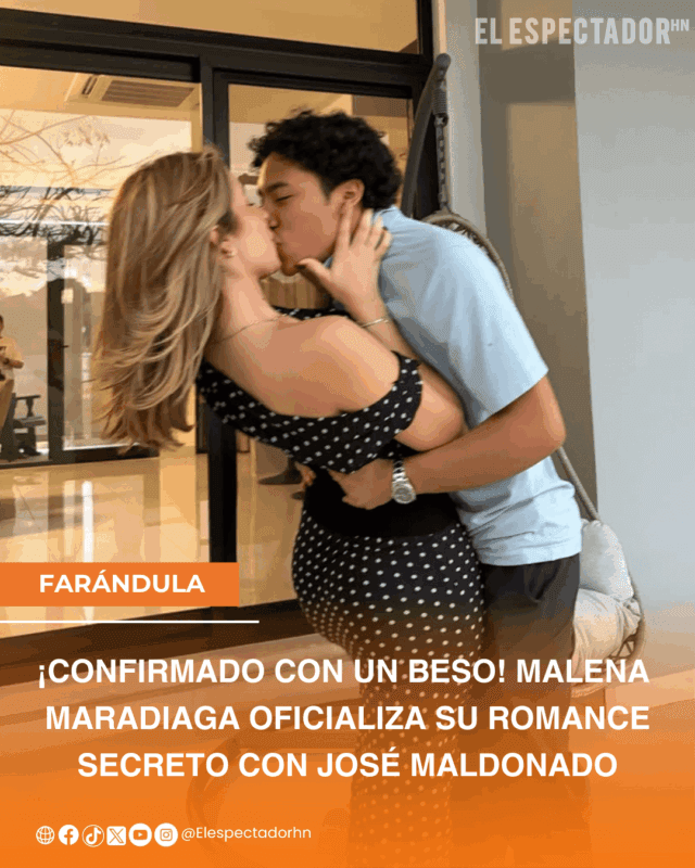Malena Maradiaga y José Maldonado dándose un beso.
