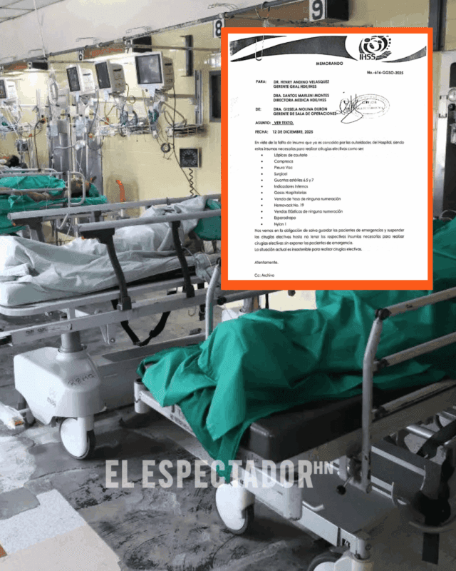 Gobierno de Libre deja al IHSS sin insumos médicos y paraliza cirugías electivas