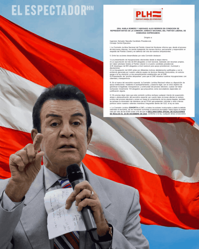 Comisión Jurídica del PLH exige al CNE agilizar el escrutinio especial en respaldo a Salvador Nasralla