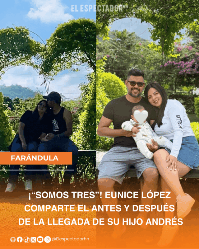 Eunice López con su hijo Andrés y su esposo