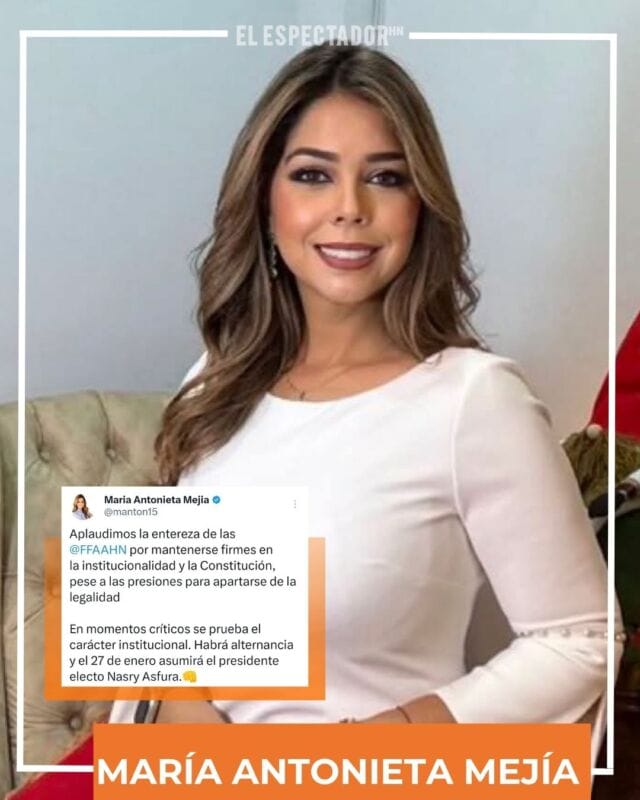 María Antonieta Mejía asegura que las FFAA protegerán siempre la Constitución.