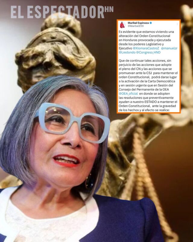 Maribel Espinoza insiste en defender siempre el orden constitucional hondureño.