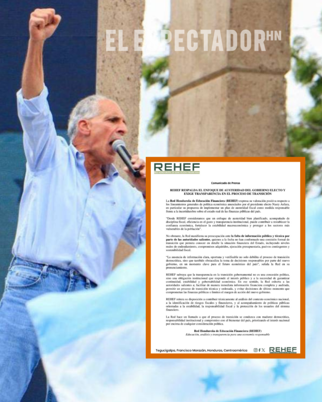 REHEF asegura que continuará respaldando la austeridad y transparencia fiscal.