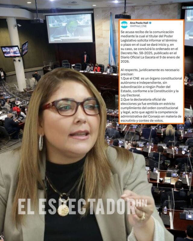 La declaración de Ana Paola Hall confirma que no se reabrirá el conteo electoral en Honduras.