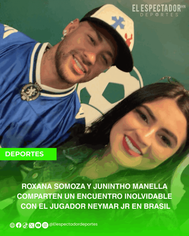 Roxana Somoza y Junintho Manella comparten un encuentro inolvidable con el jugador Neymar JR en Brasil